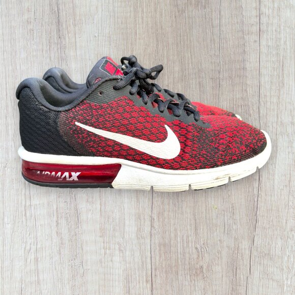 Nike Air Max Sequent 2 Red Black Running Sneakers Men’s Size 8 - Picture 1 of 8